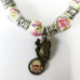 Shri Sai - Ceramic flowers printed  bracelet with metal pendant