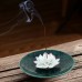 Ceramic handmade Lotus Incense Burner  - Dark Persian green ceramic base