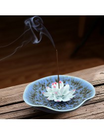 Ceramic handmade Lotus Incense Burner  - Periwinkle blue  base with brown hues