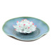 Ceramic handmade Lotus Incense Burner - Sky blue ceramic base with peeping green edges