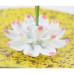 Ceramic handmade Lotus Incense Burner ; Light yellow ceramic base with brown sprinkled hues 