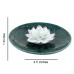 Ceramic handmade Lotus Incense Burner  - Dark Persian green ceramic base