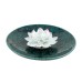 Ceramic handmade Lotus Incense Burner  - Dark Persian green ceramic base