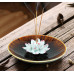 Ceramic handmade Lotus Incense Burner - Russet brown base with black hues