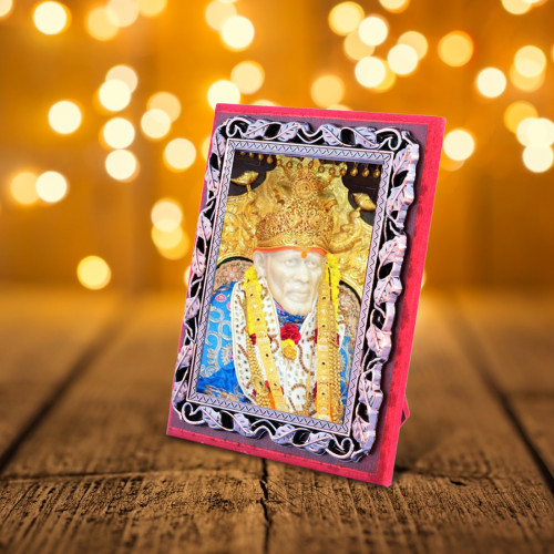 Wooden Bronze  Shri Sai Photo Frame